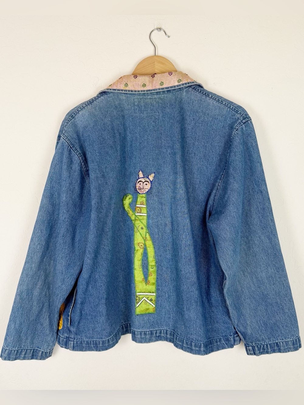 Vintage Tantrums Cat Denim Jacket Whimsy Whimsical - Picture 2 of 9